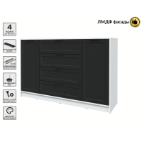 Тумба Тренд КТ-Т160 (Белый ЛДСП/ Черный ЛМДФ) Ш1600 В1020 Г451